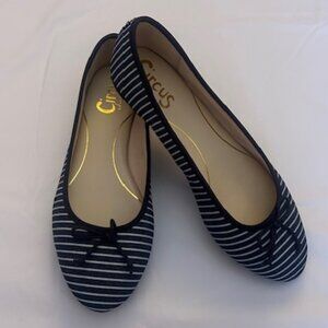 Circus Navy Blue and White Ballet Flats